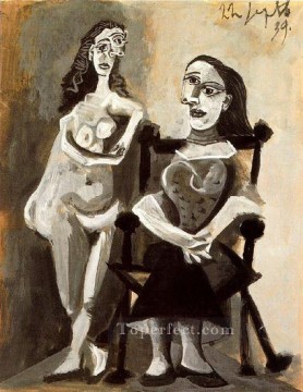 Desnudo de pie y mujer sentada 3 1939 Cubismo Pablo Picasso Pinturas al óleo